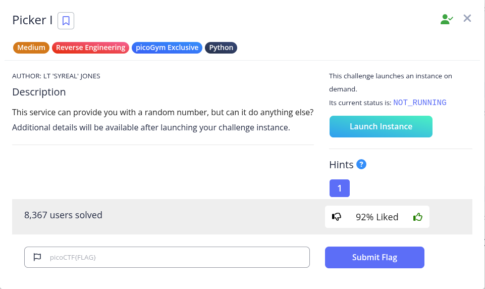 Picker 1 Challenge